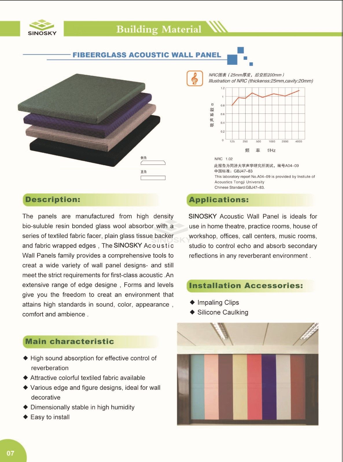 Fiberglass Acoustic Wall Panel